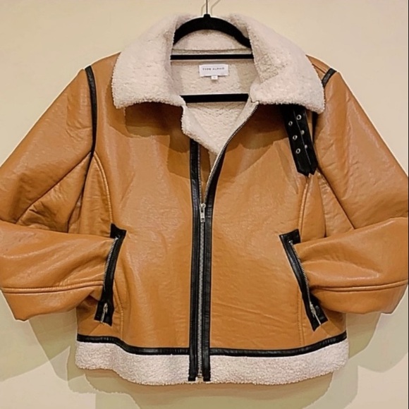 Flash Sale Type Alpha Jacket NEW WITH TAGS Faux leather shearling lined Size L - Picture 5 of 13